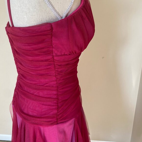 Water Signs Maroon Purple Y2K Handkerchief Hem Tulle Dress Sz M Fairy Whimsigoth - Picture 7 of 14